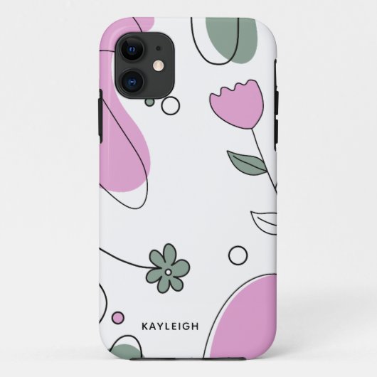 ガーリー抽象芸術植物学スケッチと形状 Case-Mate iPhoneケース (裏面)