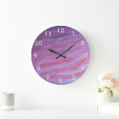 ガーリー抽象芸術 |ピンクフェミニンパープルかわいいゼブラ ラージ壁時計 (ホーム)