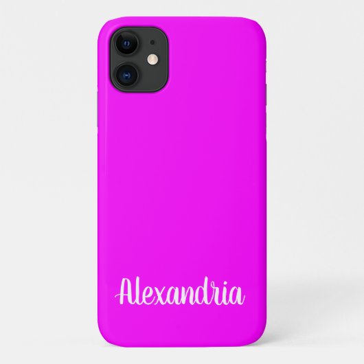 ガーリー明るい赤紫色ピンク無地のカラー Case-Mate iPhoneケース (裏面)