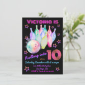 ガーリー染めピンクボーリング誕生会 招待状 (スタンド正面)