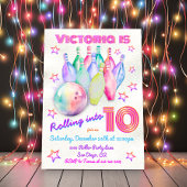 ガーリー染めピンクボーリング誕生会 招待状