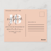 ガーリー桃モダングリッタータイポグラフィ18歳 ポストカード (裏面)