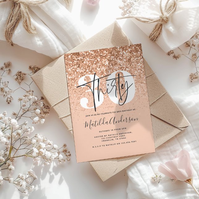 ガーリー桃モダングリッタータイポグラフィ30誕生日 (クリエイターアップロード済み)