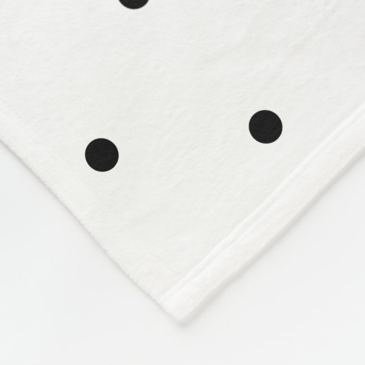 ガーリー水玉模様ブラック&ホワイトパーソナライズされた フリースブランケット (角)