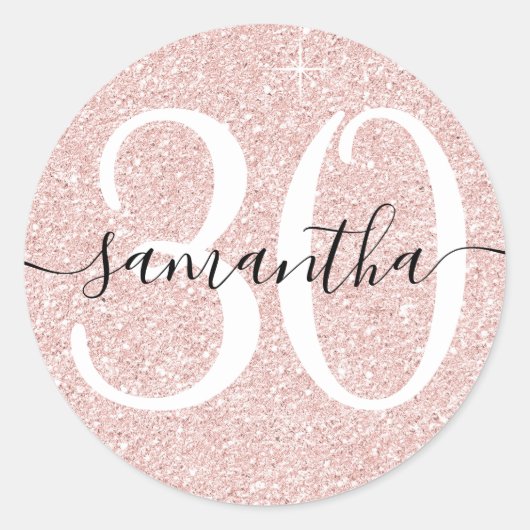 ガーリー淡い色のバラ金ゴールドフェイクグリッターパーソナライズされた30 ラウンドシール (正面)