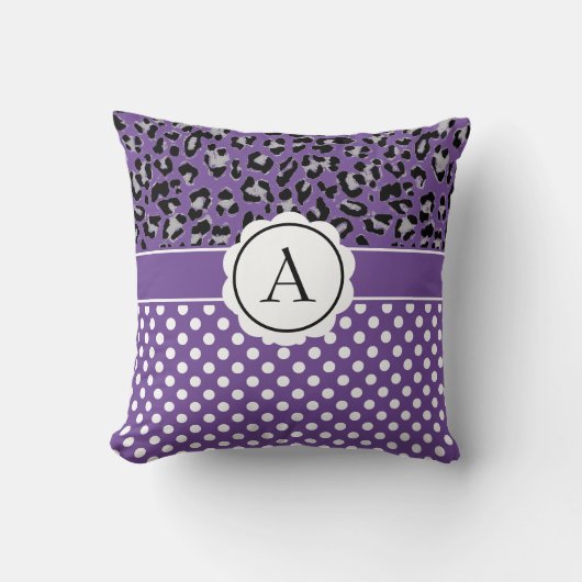 ガーリー点と動物プリントモノグラム投げピロ クッション (正面)