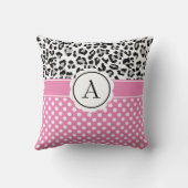 ガーリー点及び動物プリントモノグラム クッション (裏面)