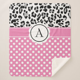 ガーリー点及び動物プリントモノグラム シェルパブランケット