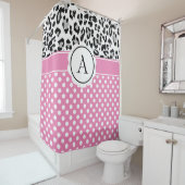ガーリー点及び動物プリントモノグラム シャワーカーテン (インサイチュ)