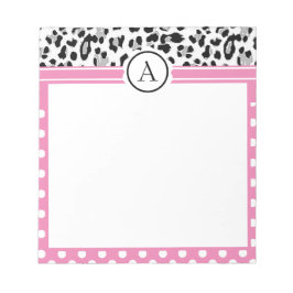 ガーリー点及び動物プリントモノグラム ノートパッド