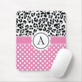 ガーリー点及び動物プリントモノグラム マウスパッド (マウス)