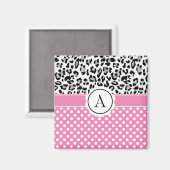 ガーリー点及び動物プリントモノグラム マグネット (正面/裏面)