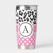 ガーリー点及び動物プリントモノグラム 保温保冷タンブラー (左面)