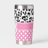 ガーリー点及び動物プリントモノグラム 保温保冷タンブラー (背面)