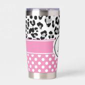 ガーリー点及び動物プリントモノグラム 保温保冷タンブラー (正面)