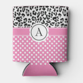 ガーリー点及び動物プリントモノグラム 缶クーラー (正面)