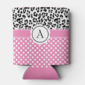 ガーリー点及び動物プリントモノグラム 缶クーラー (裏面)