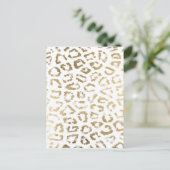 ガーリー白フェイク金ゴールドヒョウアニマルプリント ポストカード (スタンド正面)