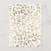 ガーリー白フェイク金ゴールドヒョウアニマルプリント ポストカード (正面)