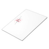 ガーリー白モダンピンク名スクリプトモノグラムの ノートパッド (アングル)