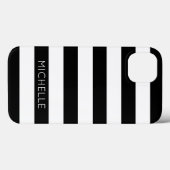 ガーリー白黒ストライプ名前をカスタムするモノグラム Case-Mate iPhoneケース (裏面 (横))