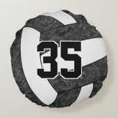 ガーリー白黒バレーボールチームの色 ラウンドクッション (裏面)
