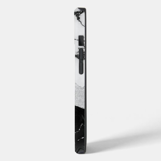 ガーリー白黒マーブルフェイクグリッターモノグラム Case-Mate iPhoneケース (裏面 / 左)