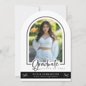 ガーリー白黒写真の卒業発表 招待状 (正面)