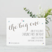 ガーリー第1の誕生日招待状 – シルバー 招待状 (スタンド正面)