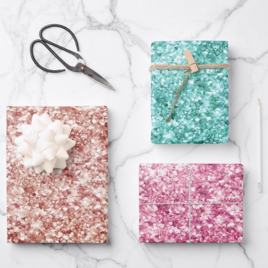 ガーリー紙吹雪グリッター ラッピングペーパーシート (正面)