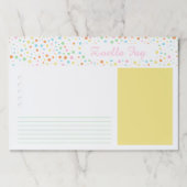 ガーリー紙吹雪ドットパーソナライズされたメモ帳 ペーパーパッド (正面)