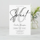 ガーリー縁どSilver script photo Sweet 16 招待状 (スタンド正面)