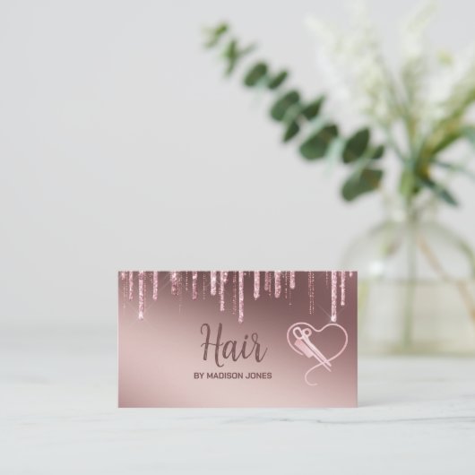 ガーリー美容師ハートグリッター名刺 名刺 (スタンド正面)