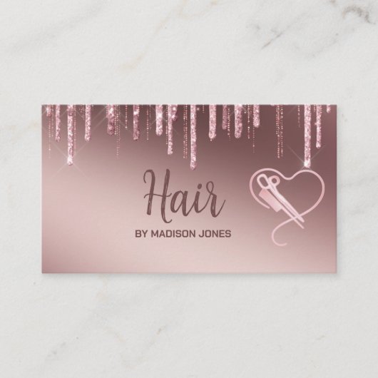 ガーリー美容師ハートグリッター名刺 名刺 (正面)
