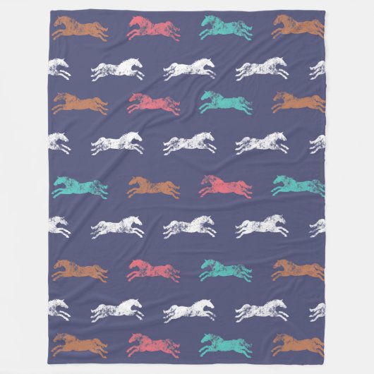 ガーリー色数々ののクラシック馬 フリースブランケット (正面)