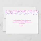 ガーリー色数々のグリッター紙吹雪ブラシスクリプト サンキューカード (裏面)