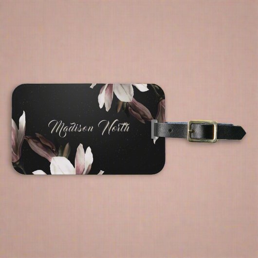 ガーリー花かわいらしモノグラム名タイポグラフィ ラゲッジタグ