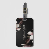 ガーリー花かわいらしモノグラム名タイポグラフィ ラゲッジタグ (正面縦)