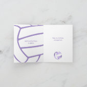 ガーリー薄紫パープルバレーボール誕生日 カード (内部)