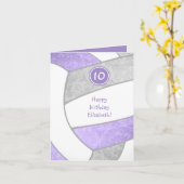 ガーリー薄紫紫グレーバレーボール挨拶 カード (黄色い花)