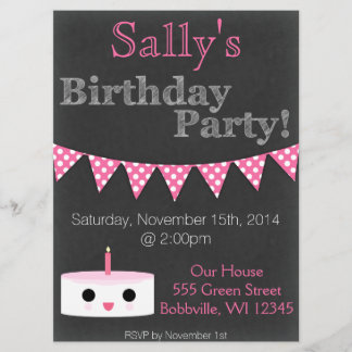 ガーリー誕生日カード 招待状