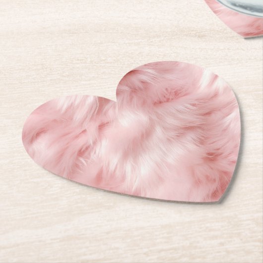 ガーリー赤面ソフトピンクフェイクファー ペーパーコースター (アングル)