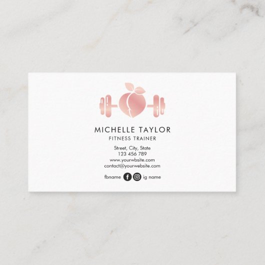 ガーリー赤面バラ金ゴールドフィットネストレーナモダン 名刺 (裏面)