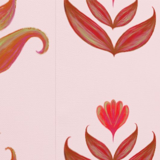 ガーリー赤面ピンクかわいいフローラルフォークアートプリント 壁紙 (縫い目)