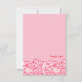 ガーリー赤面ピンクかわいい動物プリントハート名 サンキューカード (正面)