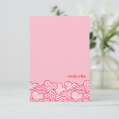 ガーリー赤面ピンクかわいい動物プリントハート名 サンキューカード (スタンド正面)