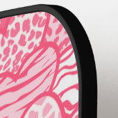 ガーリー赤面ピンクかわいい動物プリントハート名 ピックルボールラケット (左詳細)