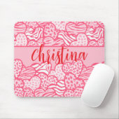 ガーリー赤面ピンクかわいい動物プリントハート名 マウスパッド (マウス)