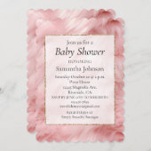 ガーリー赤面ピンクのフェイク毛皮の赤ちゃんシャワー 招待状 (正面/裏面)