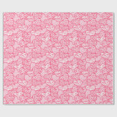 ガーリー赤面ピンクよくはしゃぐアニマルプリントハート ラッピングペーパー (フラット)